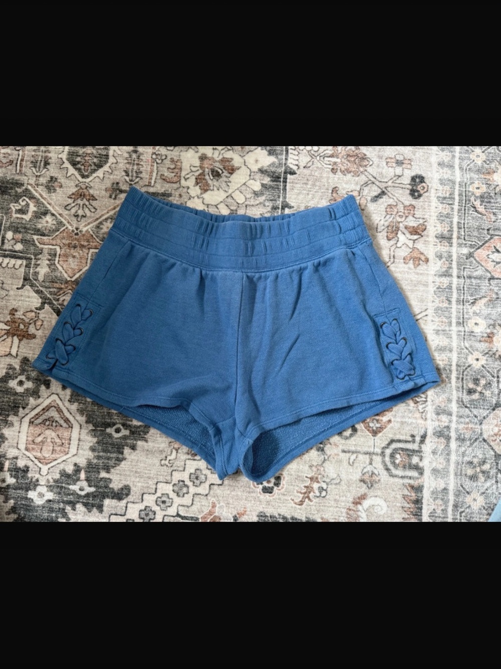 aerie Blue Knit Athletic Shorts with Heart Detail
